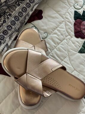 Cole Haan Metallic Rose Gold Crossover Slide Mules